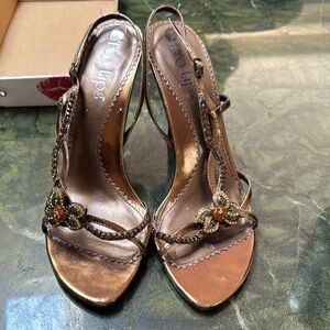 Two Lips Gileyla Bronze Heel Sandals Size 9.5